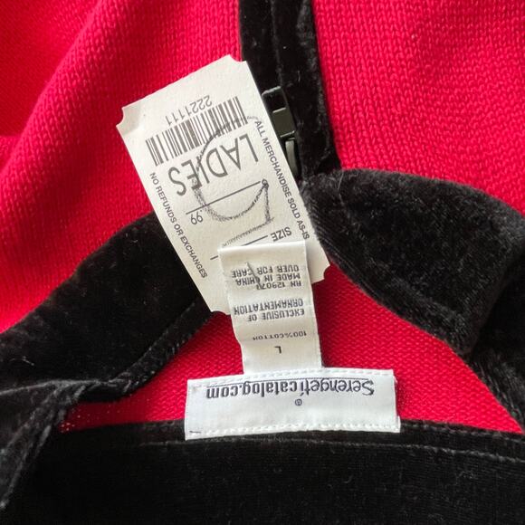 Serengeti Catalog Velvet Christmas Holly Holiday Cardigan Sweater Size Large - Picture 5 of 6